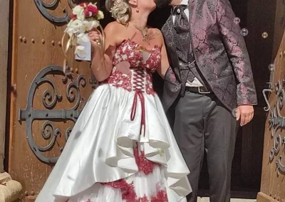 robe de mariée bordeaux ivoire