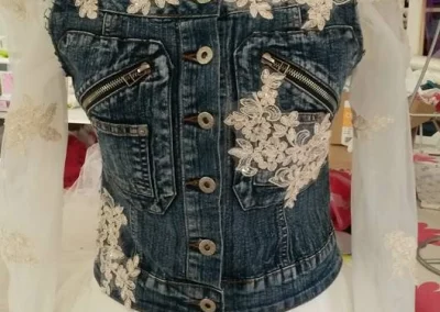 bustier de mariée en jean denim