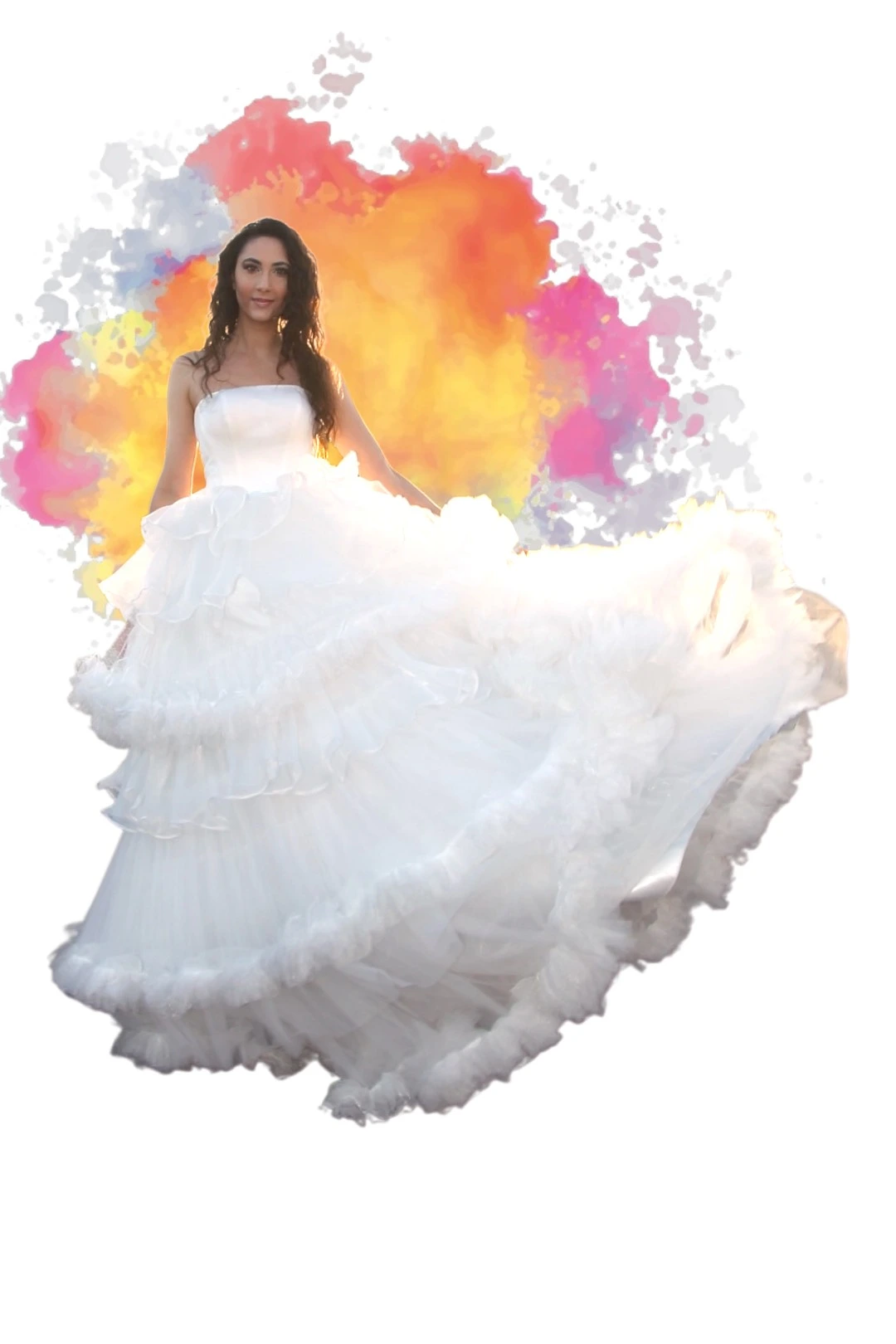 photo d'une robe de mariée blanche en mouvement